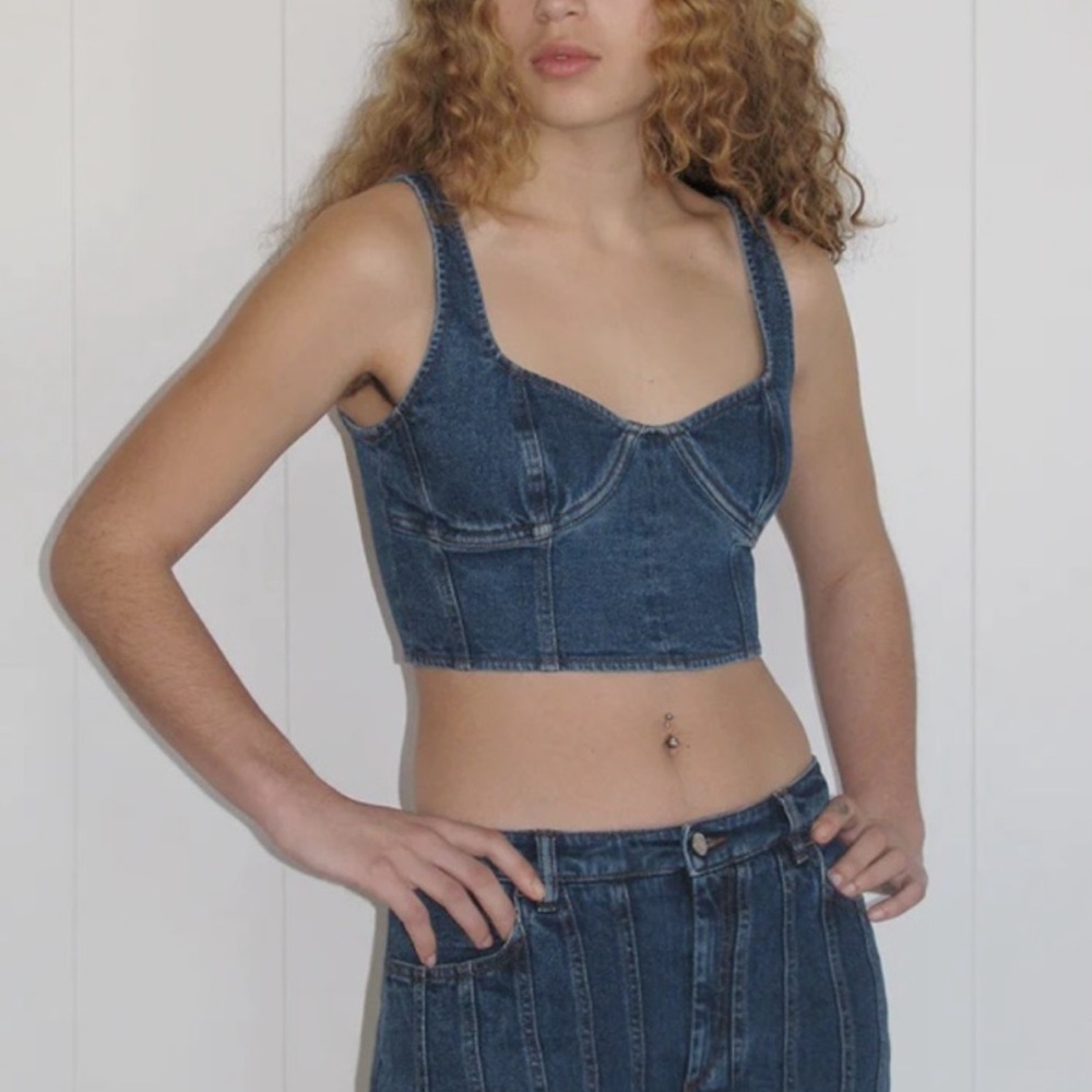 Paloma Wool Denim Crop Tank Top vest